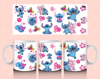 Stitch mug PNG, Digital File, Disney PNG, 1 PNG, Disney Mug 11oz-15oz