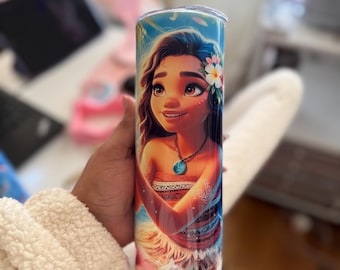 Kubek Moana 20 oz | Spersonalizowany kubek Disney Princess | Kubek dla dziewcząt | Butelka na wodę dla dzieci