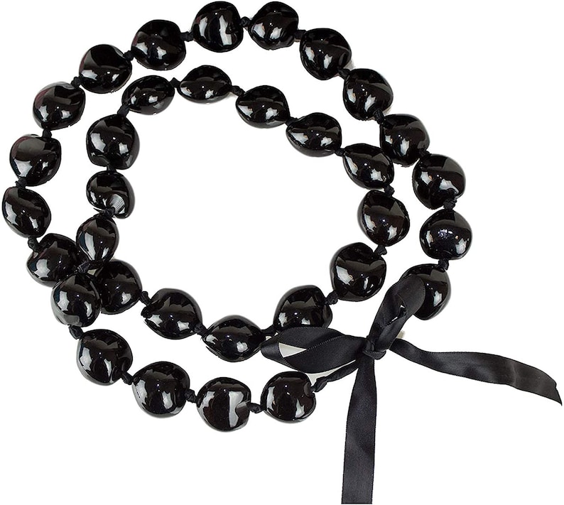 Hawaiian Kukui Nut Leis Black or Brown Beads Necklaces Adjustable 32
