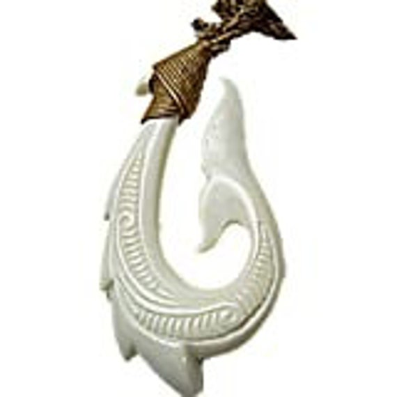 Hawaii Hawaiian Makau Bone Fish Hook Whale Tail Pendant Etsy