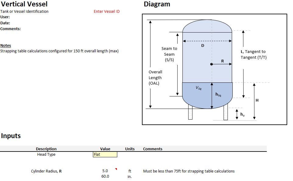 Vessel Volume Calculator Engineering Spreadsheet Tool Etsy