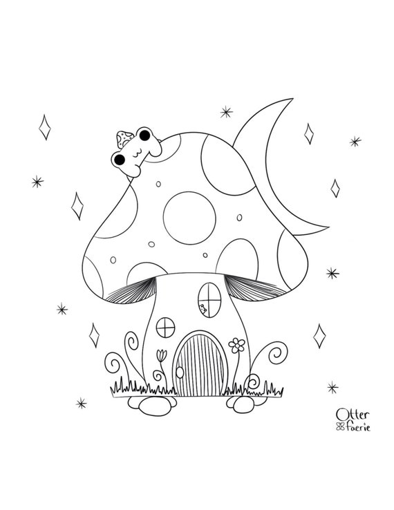Cute Mushrooms Coloring Book: Cute Simple Coloring Pages