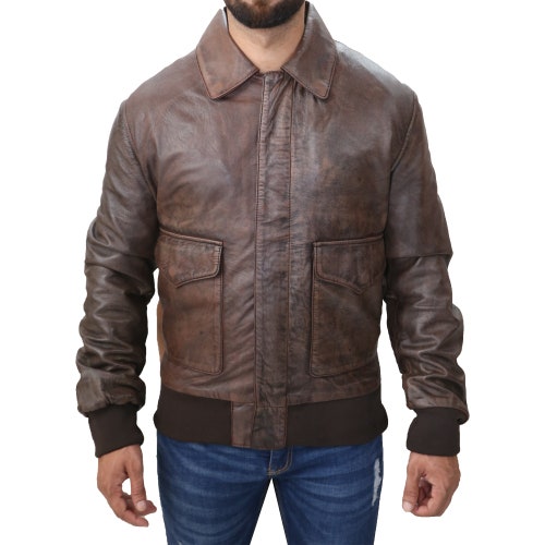 Brown Handmade Distressed Biker Leather Jacket Men's - Etsy