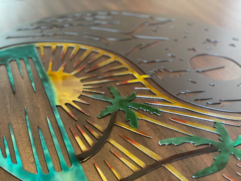 Yin Yang / Mountain Scene / Beach Scene/ Metal Art / Wedding Gift