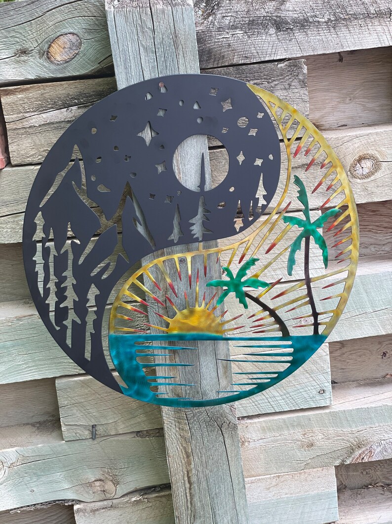 Yin Yang / Mountain Scene / Beach Scene/ Metal Art / Wedding Gift