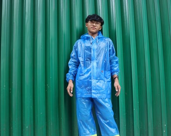 Raincoat Jacket and Pants with zipper and hood PVC Rainsuit material good quality material Rainwear IBEX Transparant for adult men and women