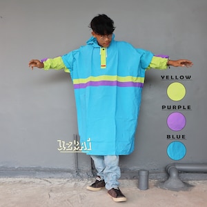 Raincoat Poncho Sleeve with Side Buttons and hood PVC material Rainsuit good quality material Melody Raincoat for adult men and women