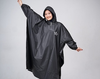 Poncho raincoat made from 0.25 elastic pvc rubber