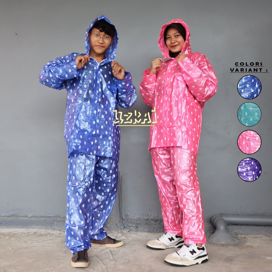 Raincoat Jacket and Pants With Zipper and Hood PVC Rainsuit Material