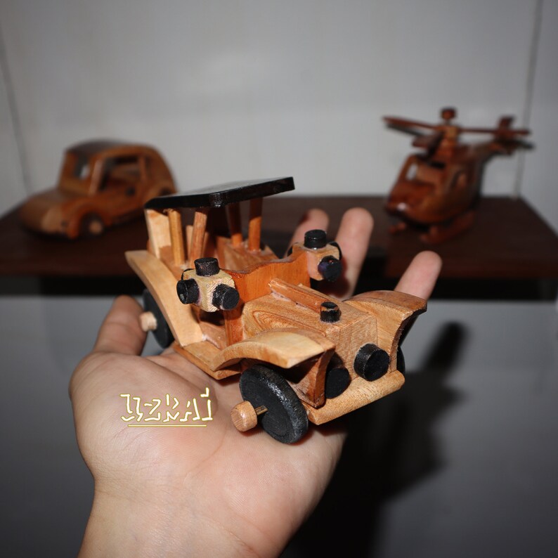 Vintage 19s Wooden Car Collection Miniature Handicraft Antique Old Cars