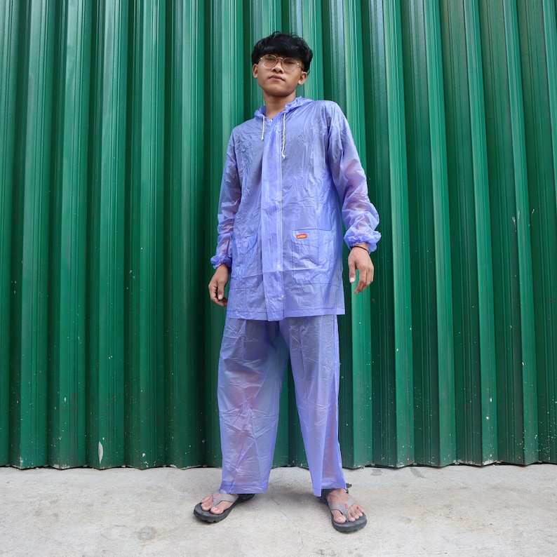 Raincoat Jacket and Pants With Zipper and Hood PVC Rainsuit Etsy