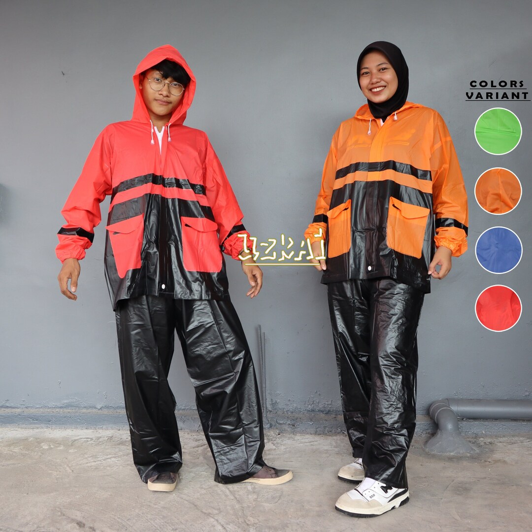 Raincoat Jacket and Pants With Zipper and Hood PVC Rainsuit Etsy
