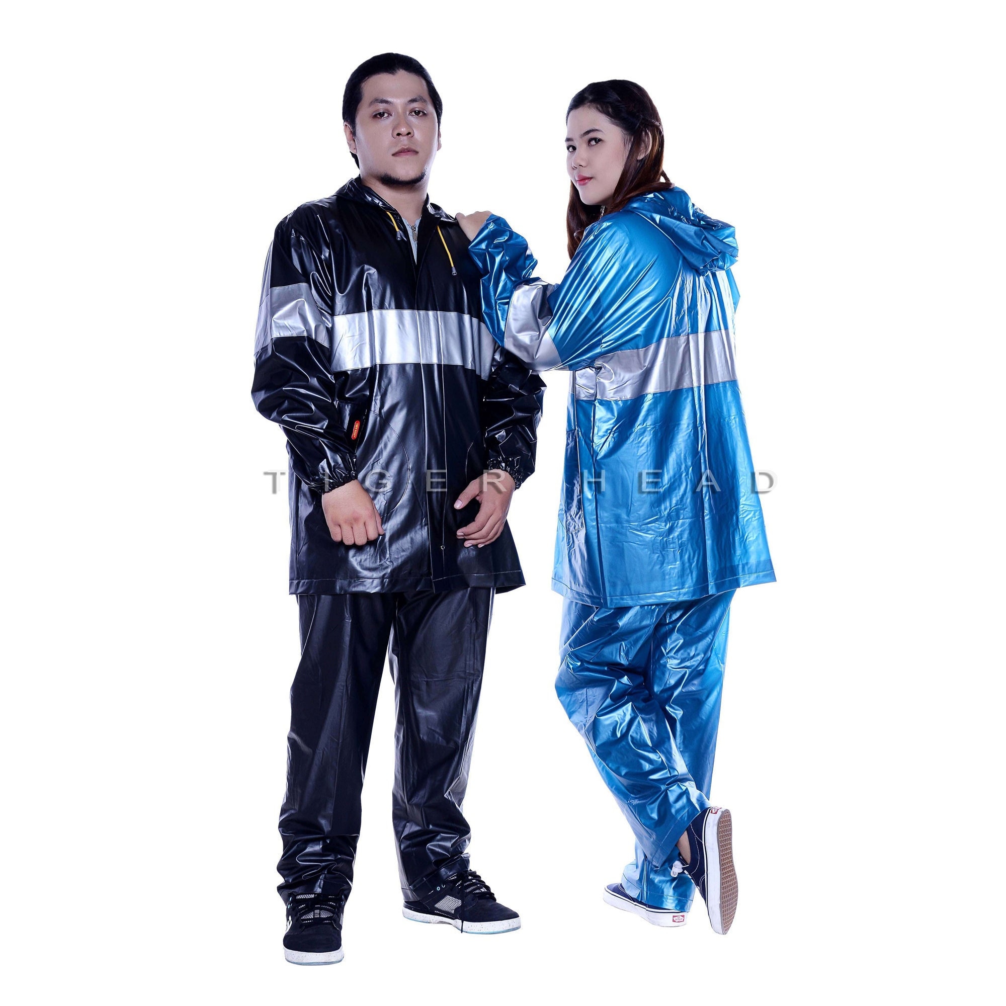Raincoat Jacket and Pants with zipper and hood PVC Rainsuit material good quality material Rainwear Urban Jumbo for adults men and women