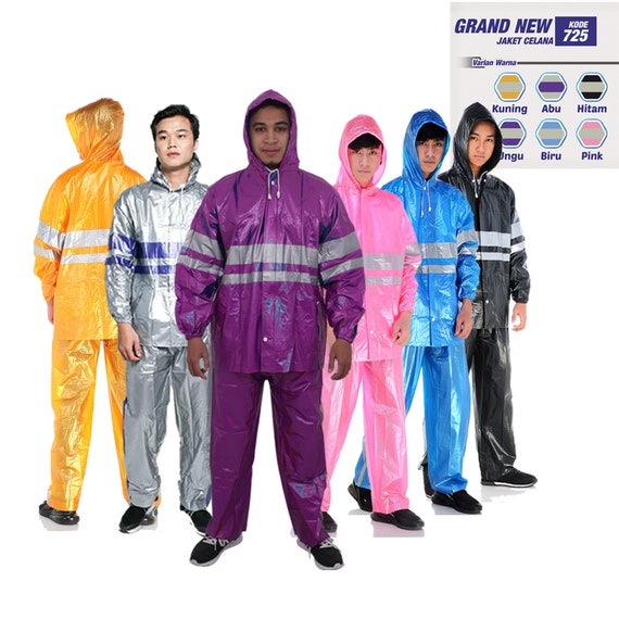 Raincoat Jacket and Pants With Zipper and Hood PVC Rainsuit