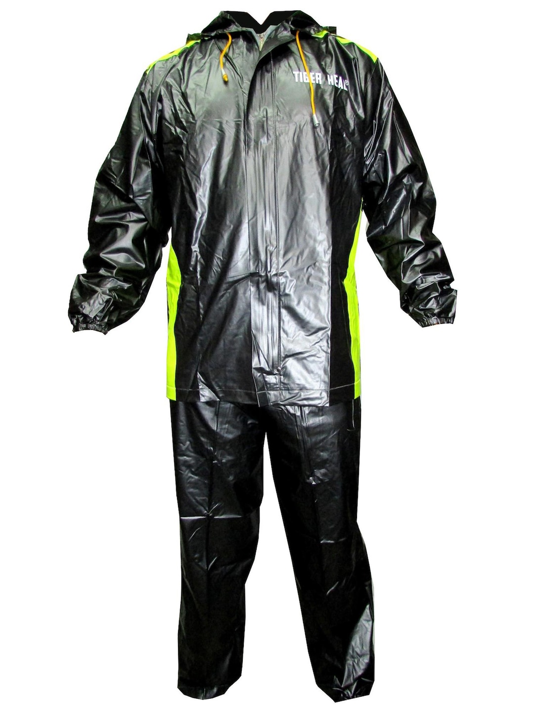Raincoat Jacket and Pants With Zipper and Hood PVC Rainsuit Material