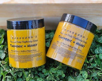 Turmeric and Honey Body & Face Scrub, Organic Materials, Raw Honey, Organic Turmeric, Brightening Scrub, Exfoliating Scrub