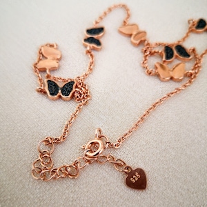 Rose Gold Butterfly Choker,Dainty Butterflies Necklace,925 Sterling Silver Butterfly Choker, Butterfly Jewelry,Rose Gold Minimalist Necklace