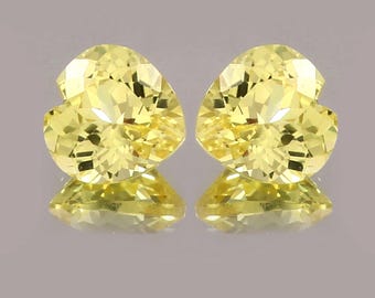 AAA 9x9 MM Top Quality Ceylon Yellow Sapphire Loose Heart Brilliant Cut Pair,Excellent Prime Gemstone For All Kind Of Jewellery