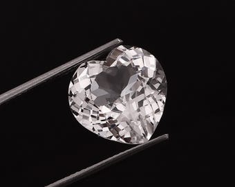 AAA Top 13x13 MM Quality Ceylon White Sapphire Loose Heart Cut,Excellent Genuine Quality Gemstone For All Kind Of Jewellery  9.00Ct