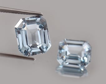 AAA 11x9 MM Top Grade Brazilian Aquamarine Loose Radiant Cut Pair ,Excellent Prime Quality Gemstone For All Kind Of Jewellery 11.00.Ct