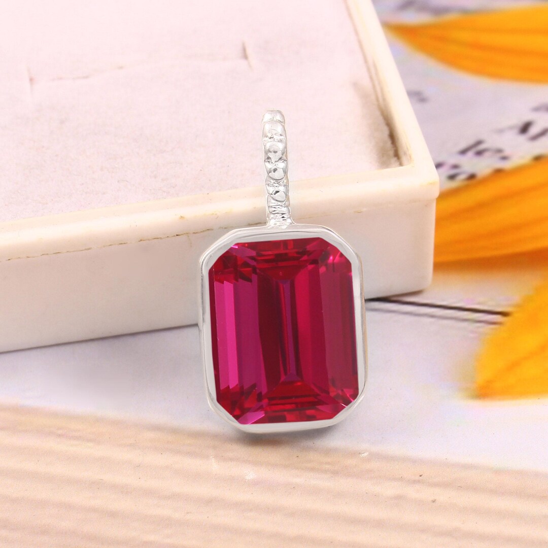 AAA 12x10 MM Top Quality Mosambique Ruby Radiant Shape Pendant