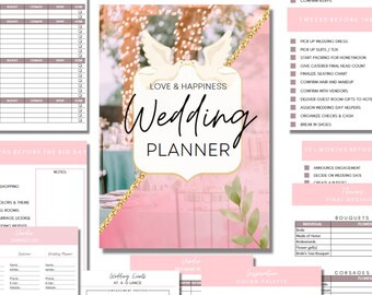 Complete Printable Wedding Planner, Wedding Checklist Wedding Planning Wedding Checklist Wedding Notebook Custom Wedding Planner