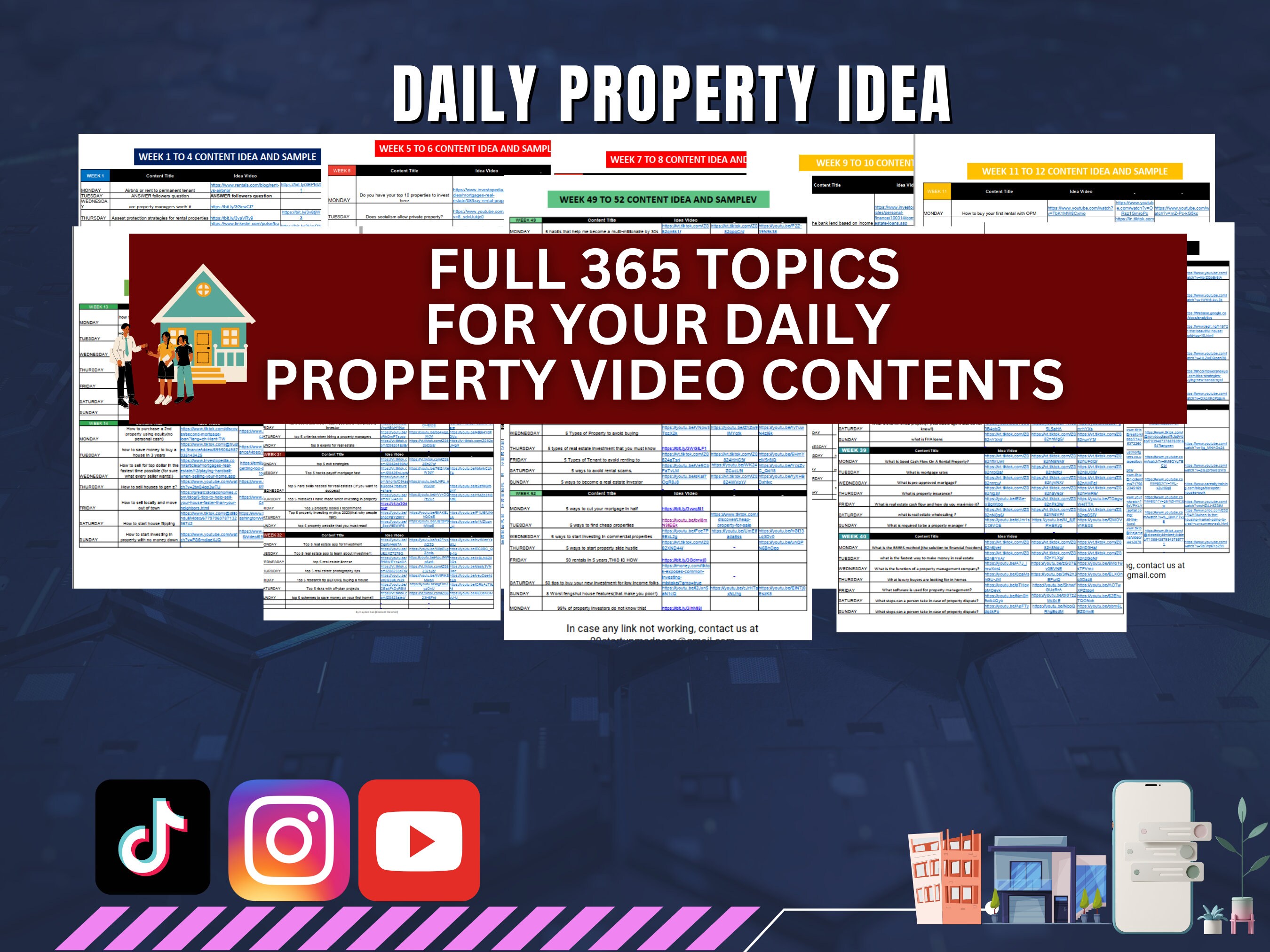 365 Full Year Social Media Contents for Property Agent Canva Editable ...