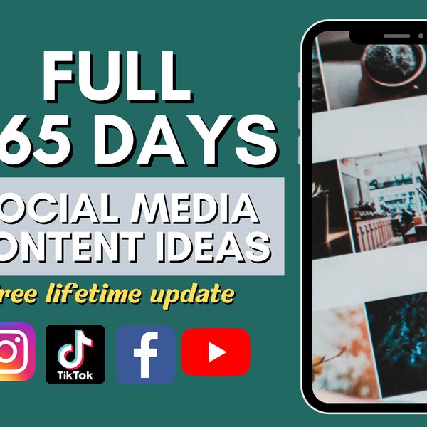 FREE LIFETIME UPDATE 365  Full Year Social Media Content Ideas, Social Media Post Ideas, 365 Social Media Content Ideas