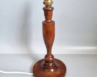 Vintage Oak Wood Turned Table Lamp  31cm Cottagecore Country House Working