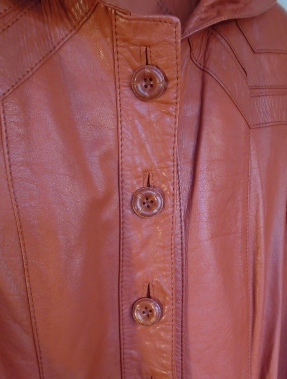 Burnt Orange Leather Trench Coat - image 7