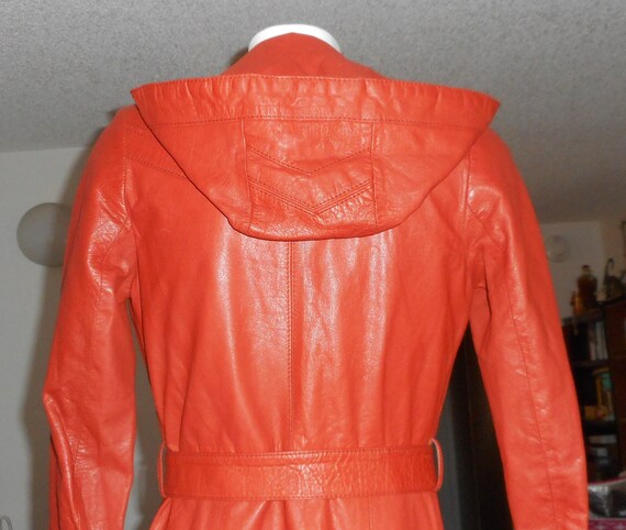 Burnt Orange Leather Trench Coat - image 4
