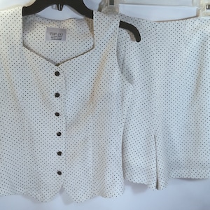 Cute,  Retro,  Black and White Polka Dot Shorts Set