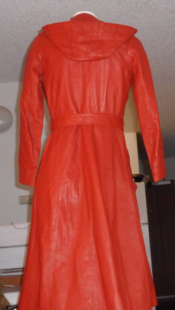Burnt Orange Leather Trench Coat - image 2