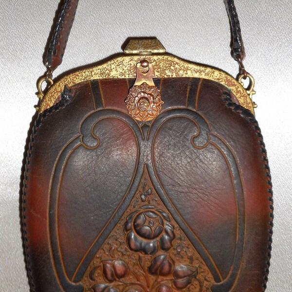 5339 Tooled Leather Speedy Purse Brown main image 1