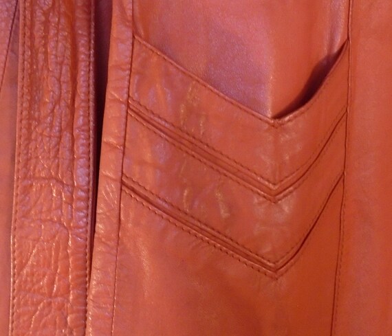 Burnt Orange Leather Trench Coat - image 6