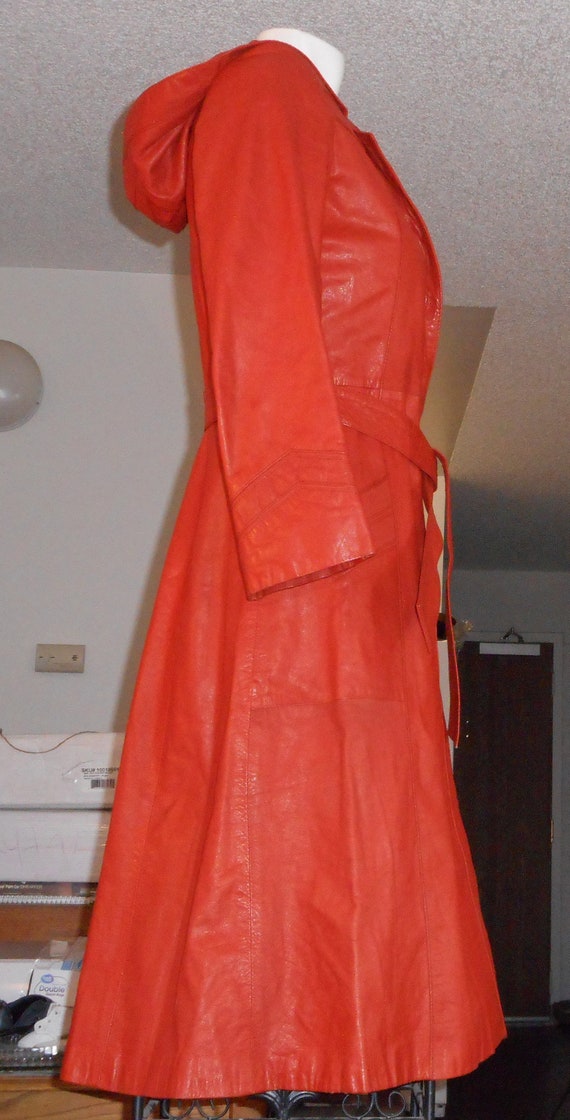 Burnt Orange Leather Trench Coat - image 3