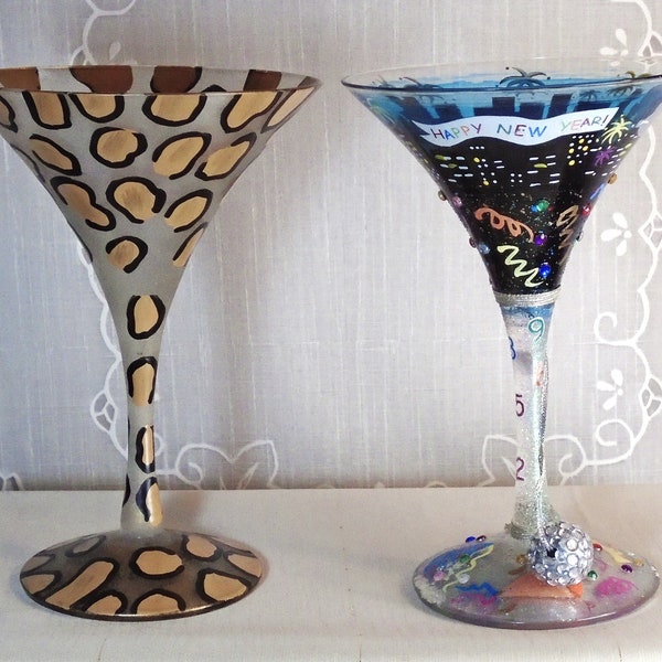 Hand Decorated Martini Glasses by Lolita