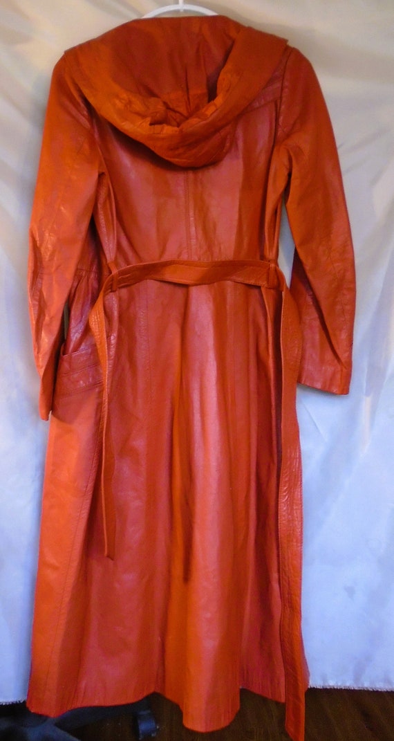 Burnt Orange Leather Trench Coat - image 8