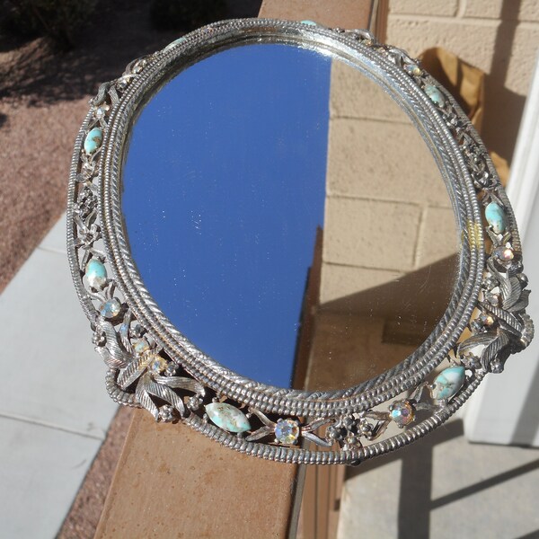 Antique Silver Vanity Mirror Trivet