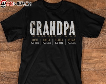 Personalized Grandpa shirt with Kids name, Custom Fathers Day Shirt custom name, Custom Grandparent Day T Shirt, Gift for Father's Day