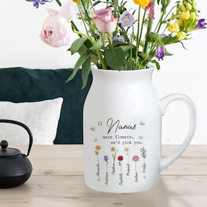 If Nanas were flowers Vase, Nana With Kids Names, Birth Month Flower Grandma Vase, Mimi Vase, Mother's Day Gift, Gift for Mom MIL, Gigi Gift image 1