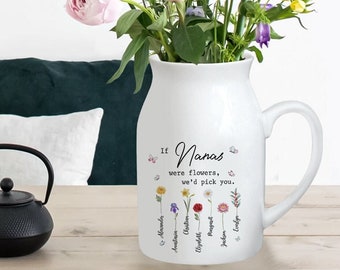 If Nanas were flowers Vase, Nana With Kids Names, Birth Month Flower Grandma Vase, Mimi Vase, Mother's Day Gift, Gift for Mom MIL, Gigi Gift