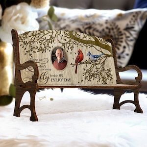 Custom Memorial Bench Photograph with Name, Memorial Small Decoration Bench For Loss, Memorial Keepsake Gift Custom Made Photo Memorial Gift