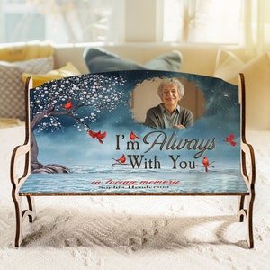Custom Memorial Bench Photograph with Name, Memorial Small Decoration Bench For Loss, Memorial Keepsake Gift Custom Made Photo Memorial Gift