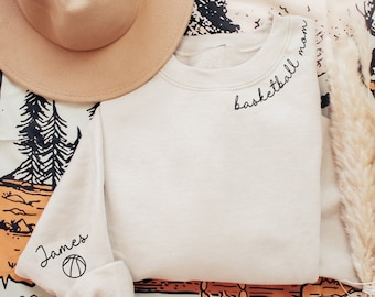 Embroidered Basketball Mom Sweatshirt, Custom Basketball Mom Crewneck Sweatshirt, Proud Senior Basketball Mom Gift, Basketball Lover Gifts