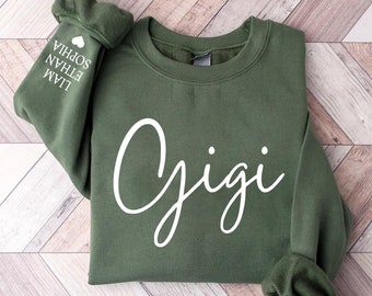 Custom Gigi Sweatshirt, Gigi With Grandkids Names Crewneck, Gift For New Gigi, Pregnancy Reveal, Christmas Gigi Sweater, Gigi Christmas Gift