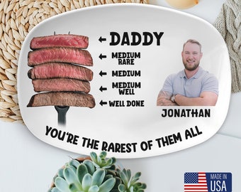 Custom Photo Dad Grilling Platter, You're the rarest of them all BBQ Plate, Funny Serving Plate For Dad, Father's Day Gift, Daddy Gift