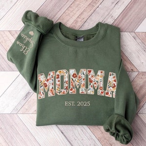 世界の Embroidered Momma Applique Mommafloral Sweatshirt, 洗顔料