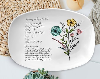 Personalized Handwriting Recipe Platter, Mother Day Gift, Handwritten Recipe Gift,Customized Platter, Grandma Platter Family Recipe Keepsake