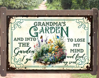 Personalized Metal Garden Sign For Nana, Custom Grandma's Garden Sign, Custom Metal Gardening Gift, Metal Hanging Garden Sign, Gift for Mom